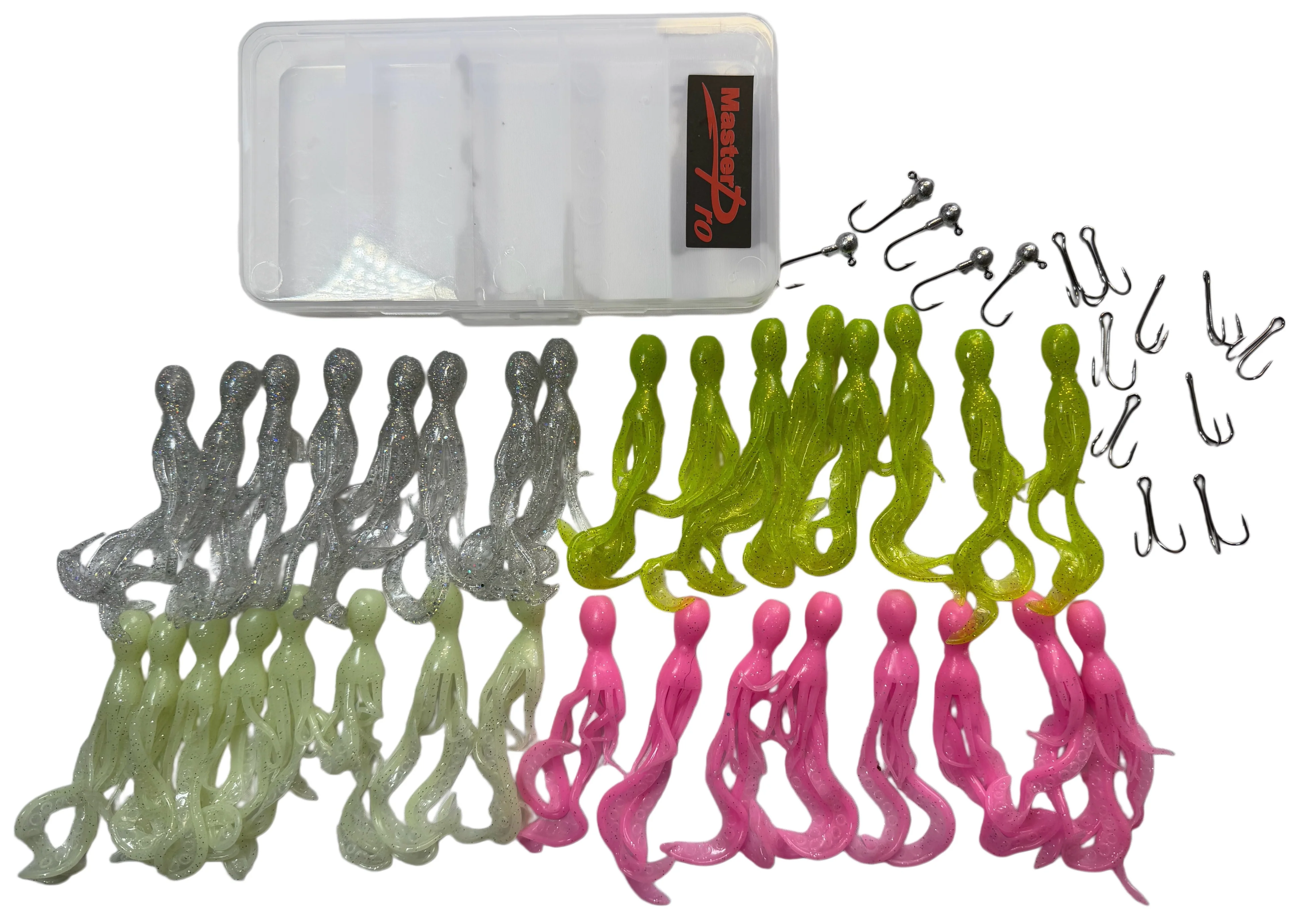 MASTERPRO Octopus Soft Plastic Kit 11cm Double Hook Jighead Set Weedless Fishing Lures Bouns Offer