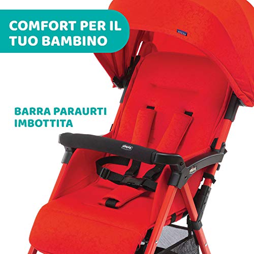 Chicco OHlalà 3 Passeggino Ultraleggero da 0 Mesi a 15 kg, Passeggino Reclinabile e Pieghevole con Cestello Capiente, Chiusura Compatta, Parapioggia e Cappottina Estendibile   Rosso : Prima infanzia