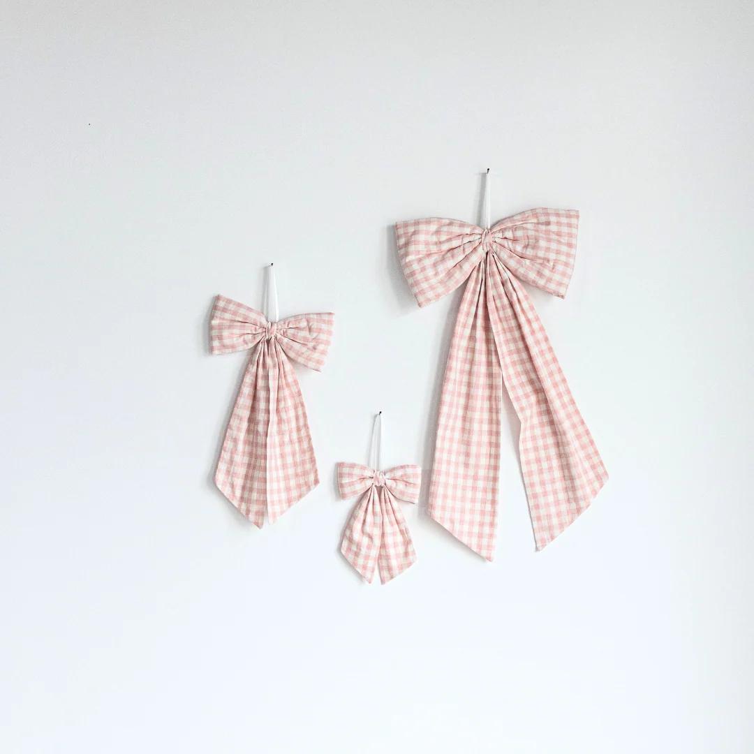Pink Gingham Fabric Bows