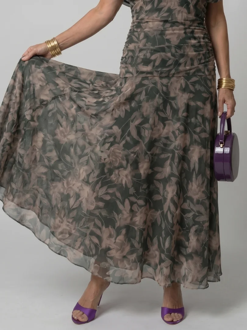 Women��s Off Shoulder Midi Dress Draped Neckline Design