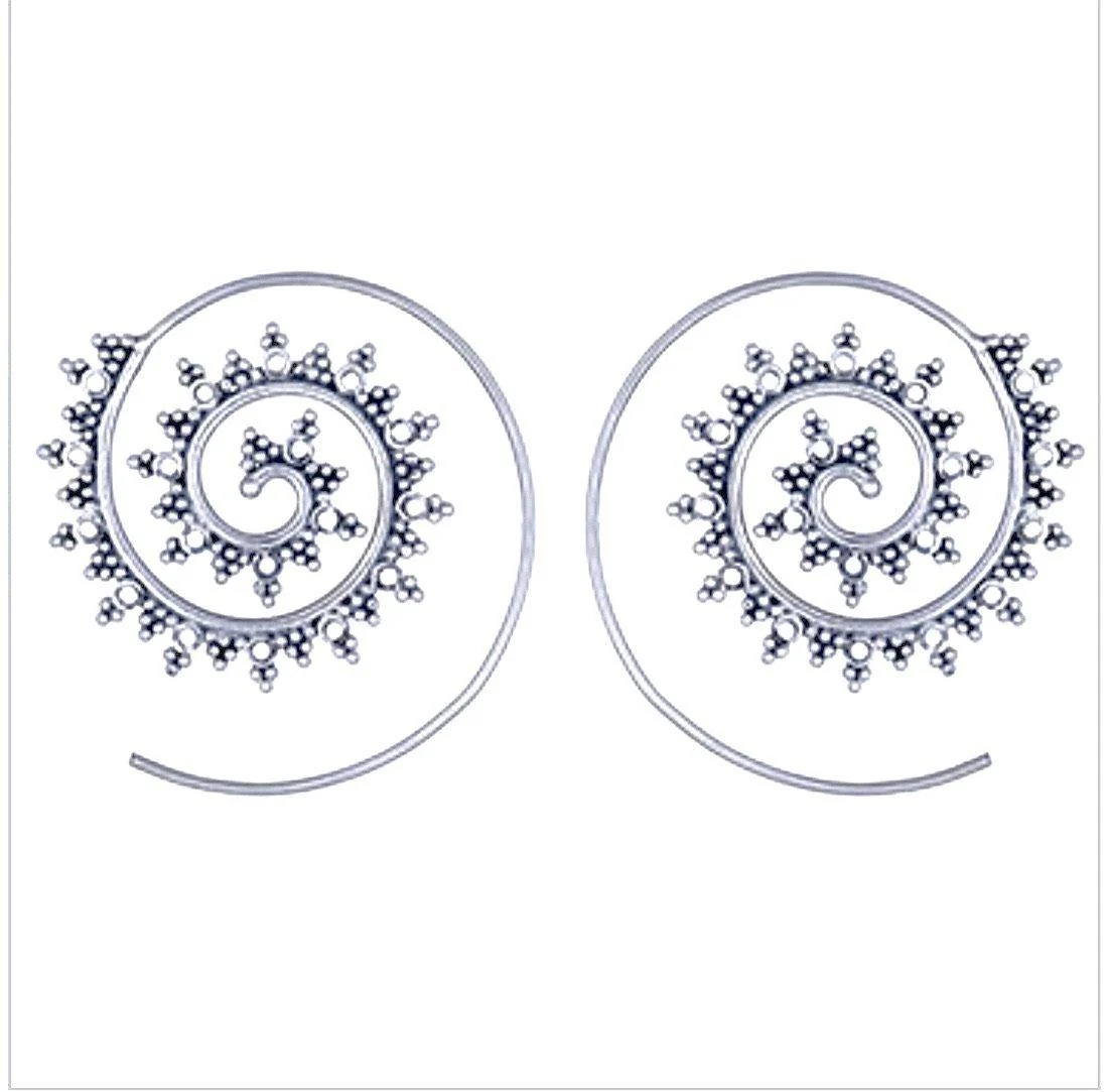 Laihas Prestige Budding Boho Spiral Hoop Earrings Sterling Silver