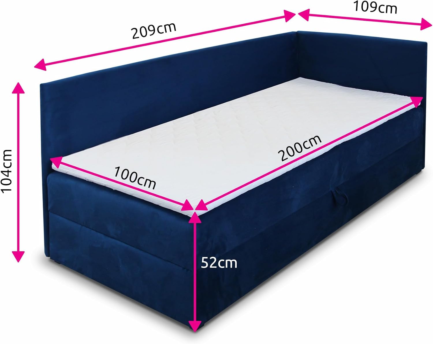 Sofnet Boxspringbett Flame mit Bettkasten - Einzelbett mit Bonell-Matratze und Topper, Polsterbett, Universelle Bettseite, Bett, Schlafzimmer, Kinderzimmer (Grau (Paros 05), 100 x 200 cm)