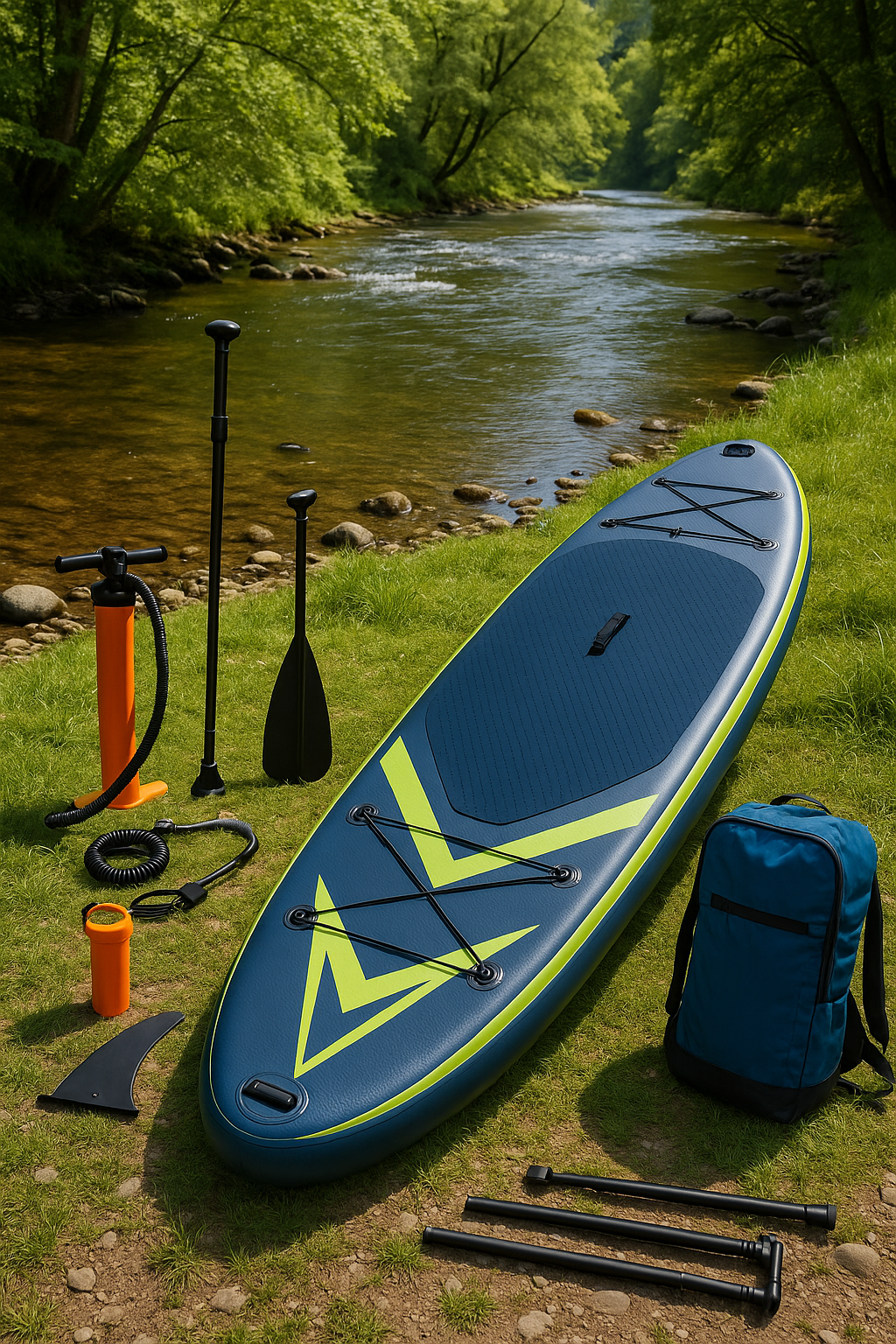 Oppusteligt paddleboard blgrn PVC polypropylen egnet til s og flod 320x84x15cm fWTNKSE536CV
