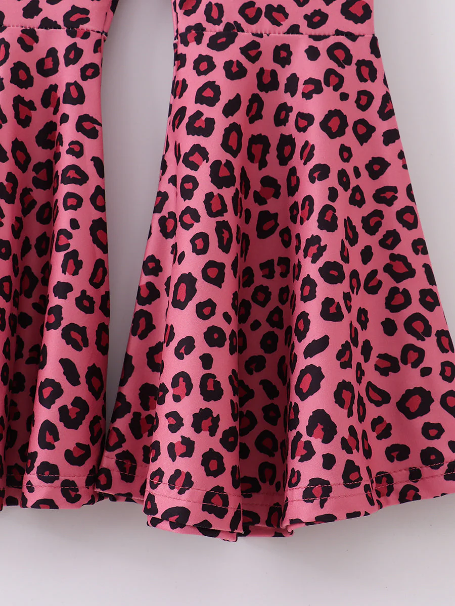Pink Leopard Sunflower Girl Bell Outfit