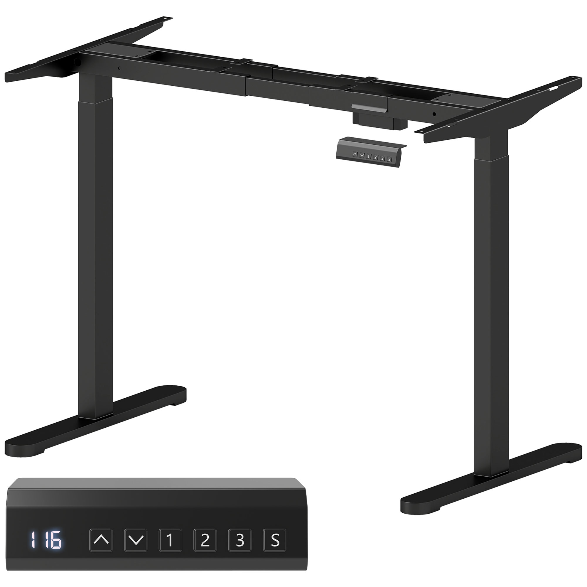 HOMCOM Elektrisch Verstelbaar Bureaubladframe, In Hoogte Aanpasbaar met Geheugenfunctie, Staal, Zwart