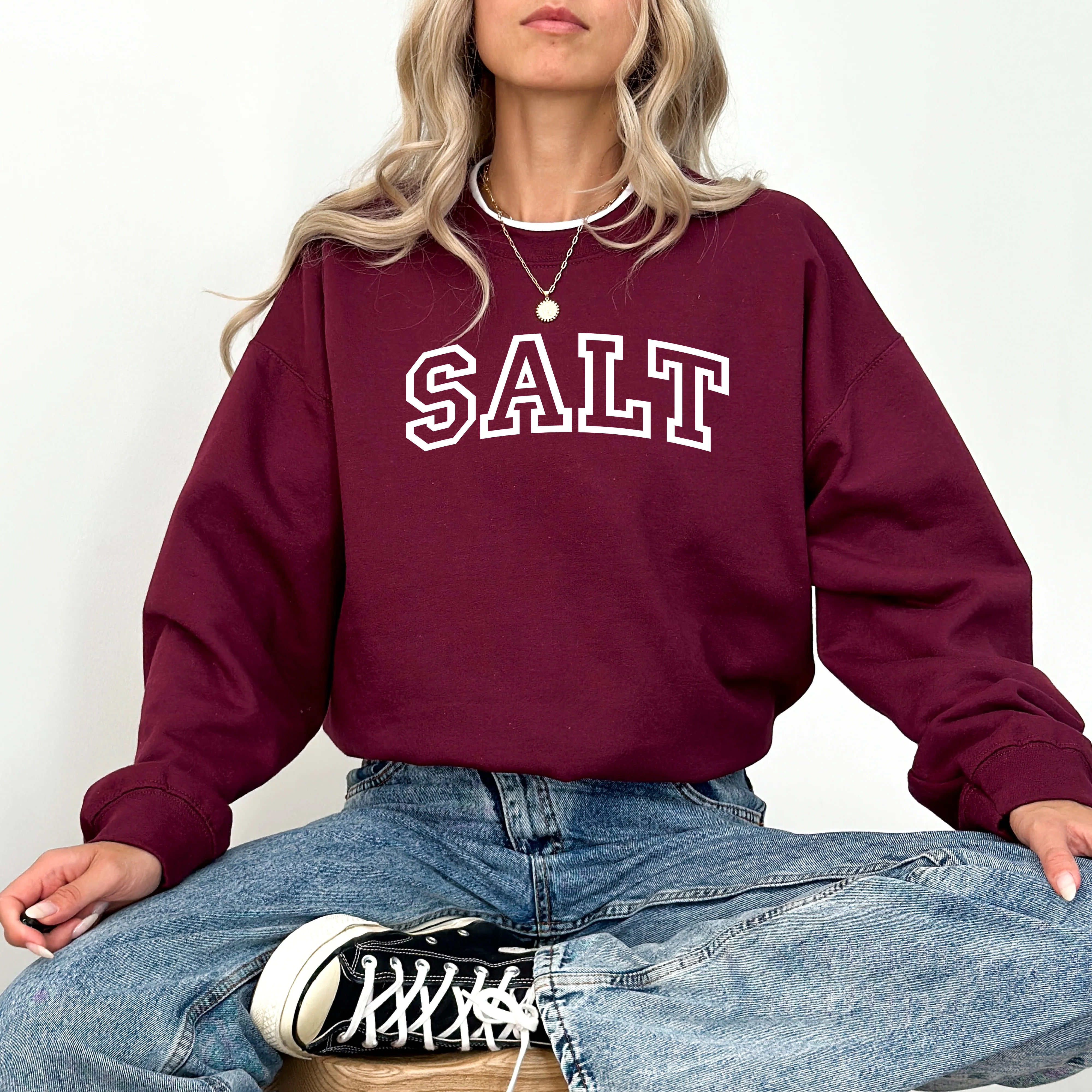 Salt Graphic Sweatshirt - Collegiate Block Letter Crewneck