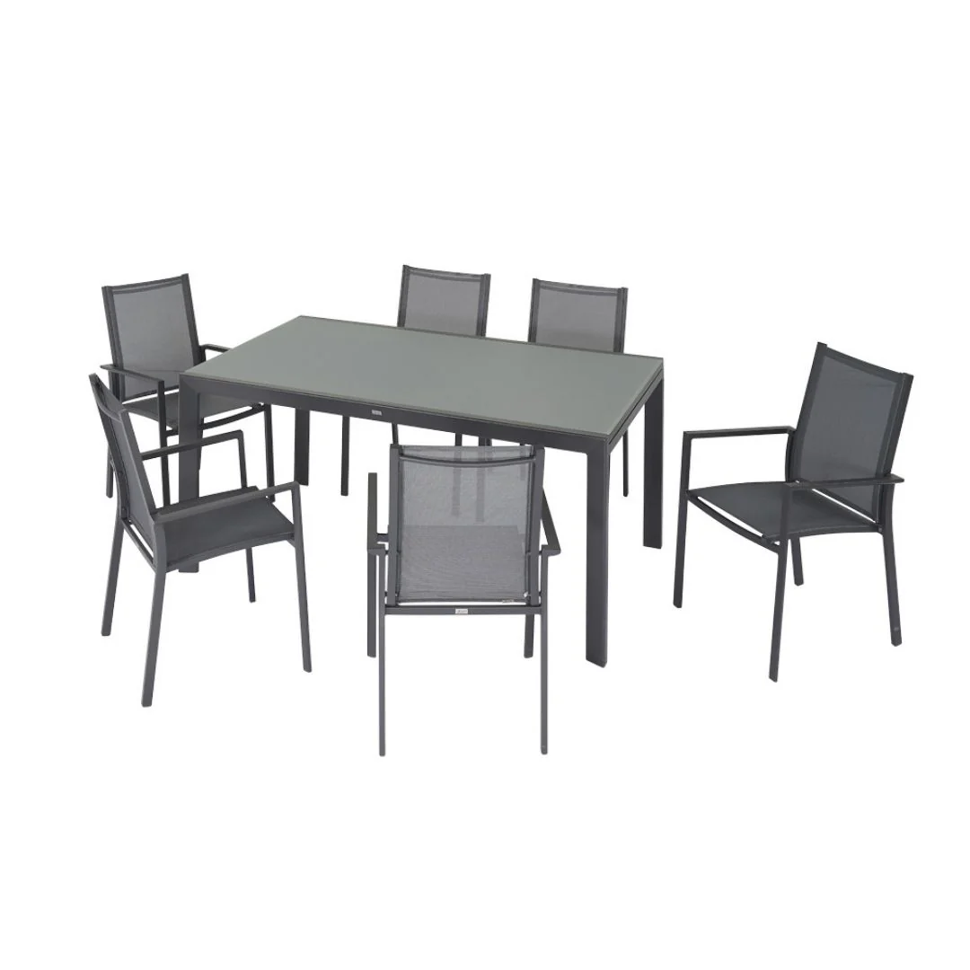 Riga - Set Pranzo 6/10 posti Tavolo Allungabile con top in Vetro