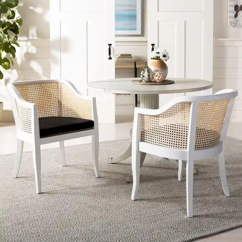 SAFAVIEH Jeane Antique White Drop Leaf Dining Table - 43 W x 43 D x 31 H - 43Wx43Dx31H