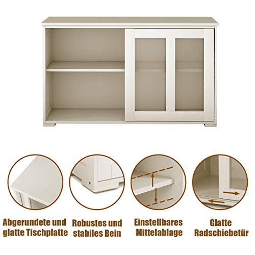 COSTWAY Credenza in legno, bianco crema, 107 x 33 x 62,5 cm : Amazon.it: Casa e cucina