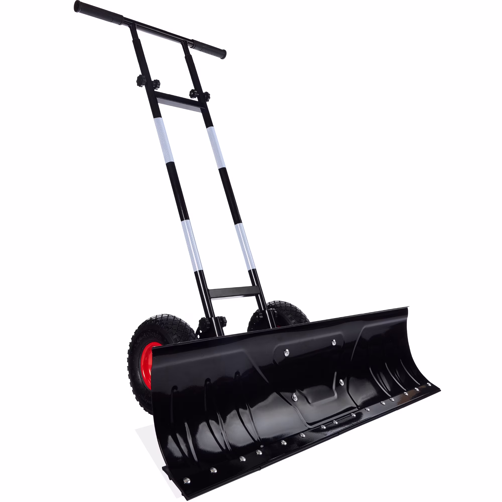 Best Choice Products 36in Galvanized Blade Hand Snow Pusher w/ 2 Wheels, Adjustable Handle, Blade Angle - Black
