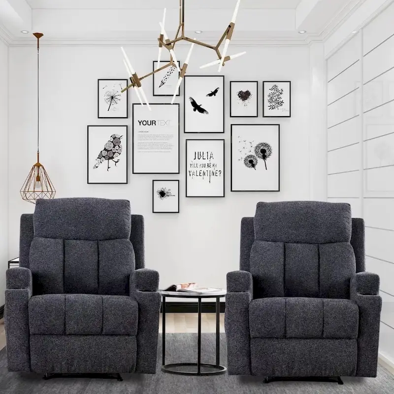 Massage Recliner and Manual Singles Sofa with Remote control