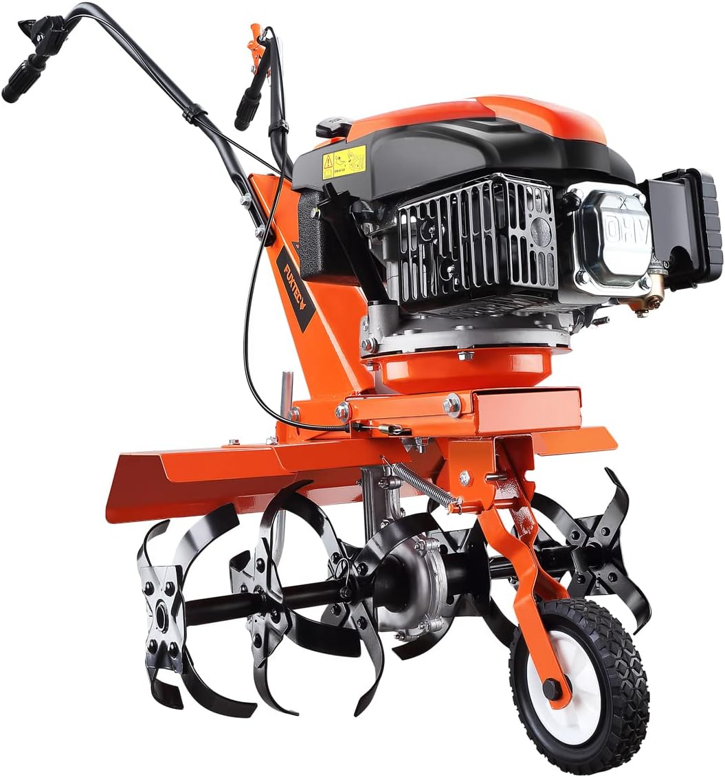 Fuxtec Motozappa a scoppio FX-AF1139 Set motocoltivatore a benzina 4 tempi 139cc 2,2kW con estensione della larghezza di lavoro da 36 a 66cm Coltivatore profondità regolabile fino a 30cm