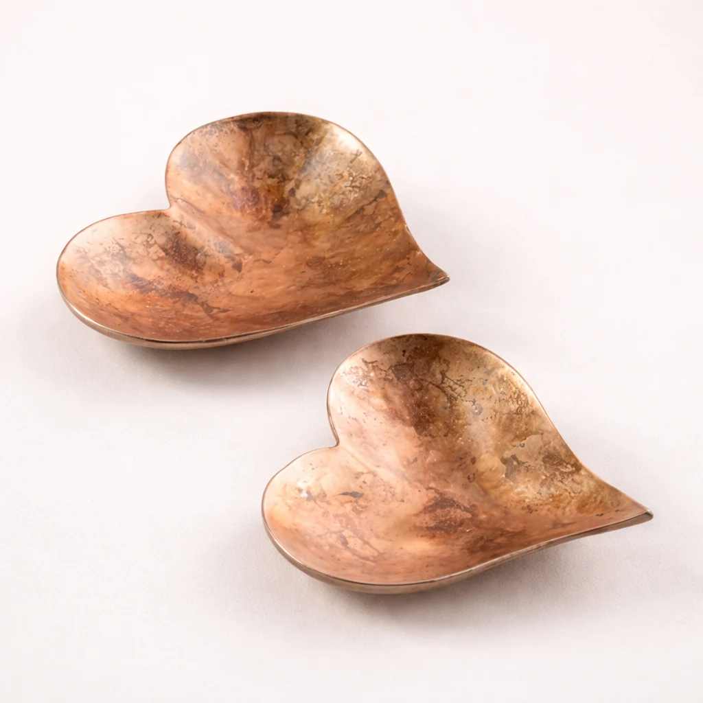 Copper Heart Trinket Dish Set