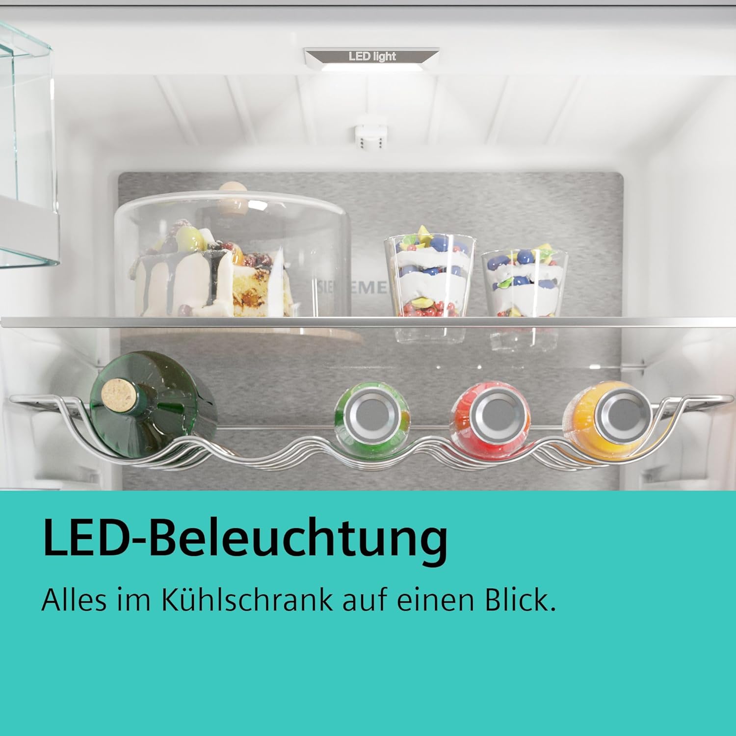 Siemens KI81RNSE0, iQ100, Einbau-Kühlschrank, 177,5 x 56 cm Nische, 310 L, Made in Germany, freshBox für Obst und Gemüse, schnelles Kühlen, sehr Leise mit nur 35 dB, LED Beleuchtung, Schleppscharnier