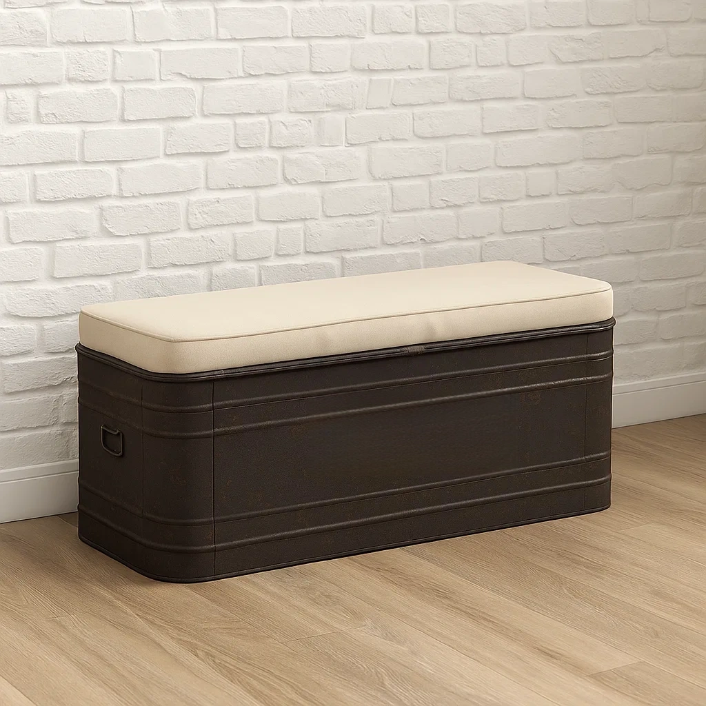 Entrbnk, sort, metal, til indendrs brug, 122x41x43cm