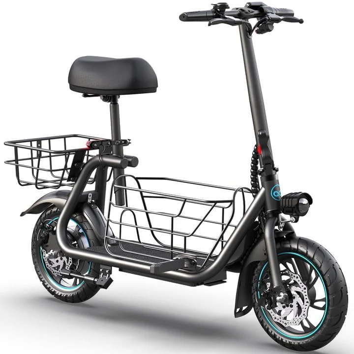 Electric scooter for adults with large center basket