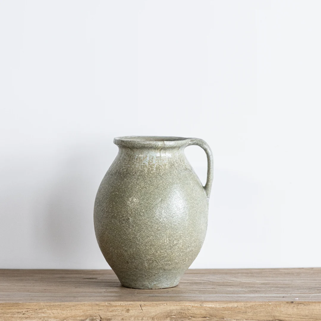 Earthy Green Terracotta Handled Jug