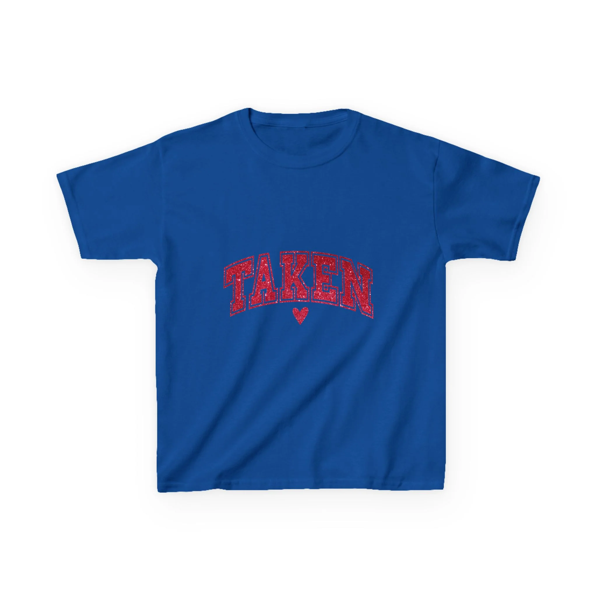Taken Kids Tee | Red College Lettering, Small Heart