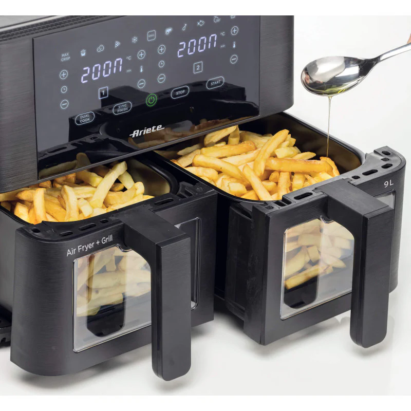 Friggitrice ad aria Doppia 9L 2400W - 11 programmi - Multifunzione - Nero