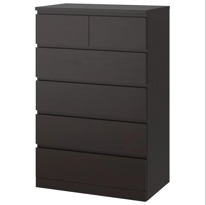 2025 IKEA MALM ladekast met 6 lades C Zwartbruin, 80 x 123 cm, modern design