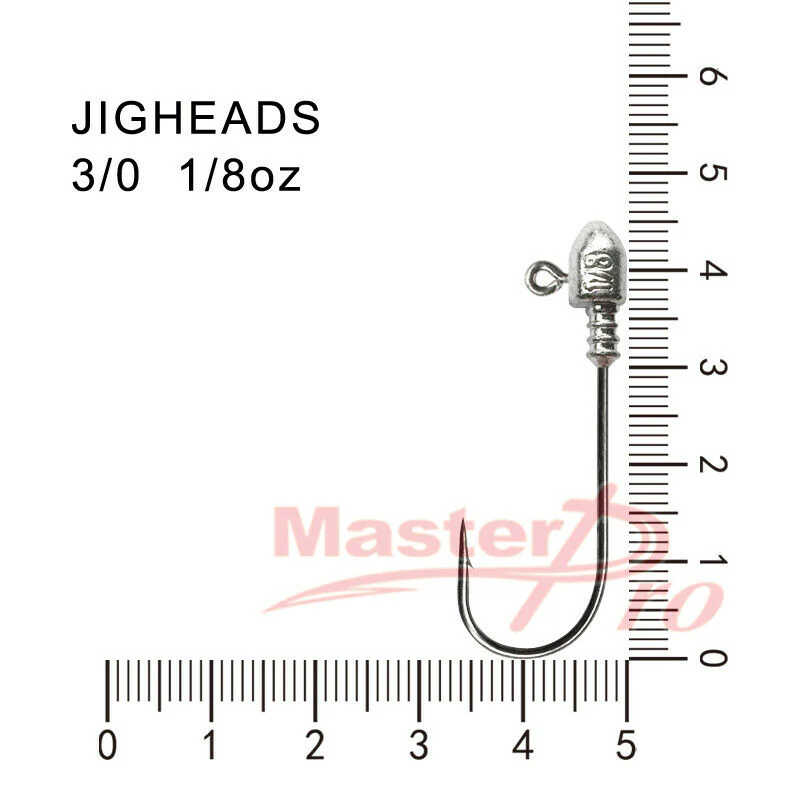 10pcs Size 3/0, 1/8OZ Jig Head Chemically Sharpened Hook Fishing Tackle