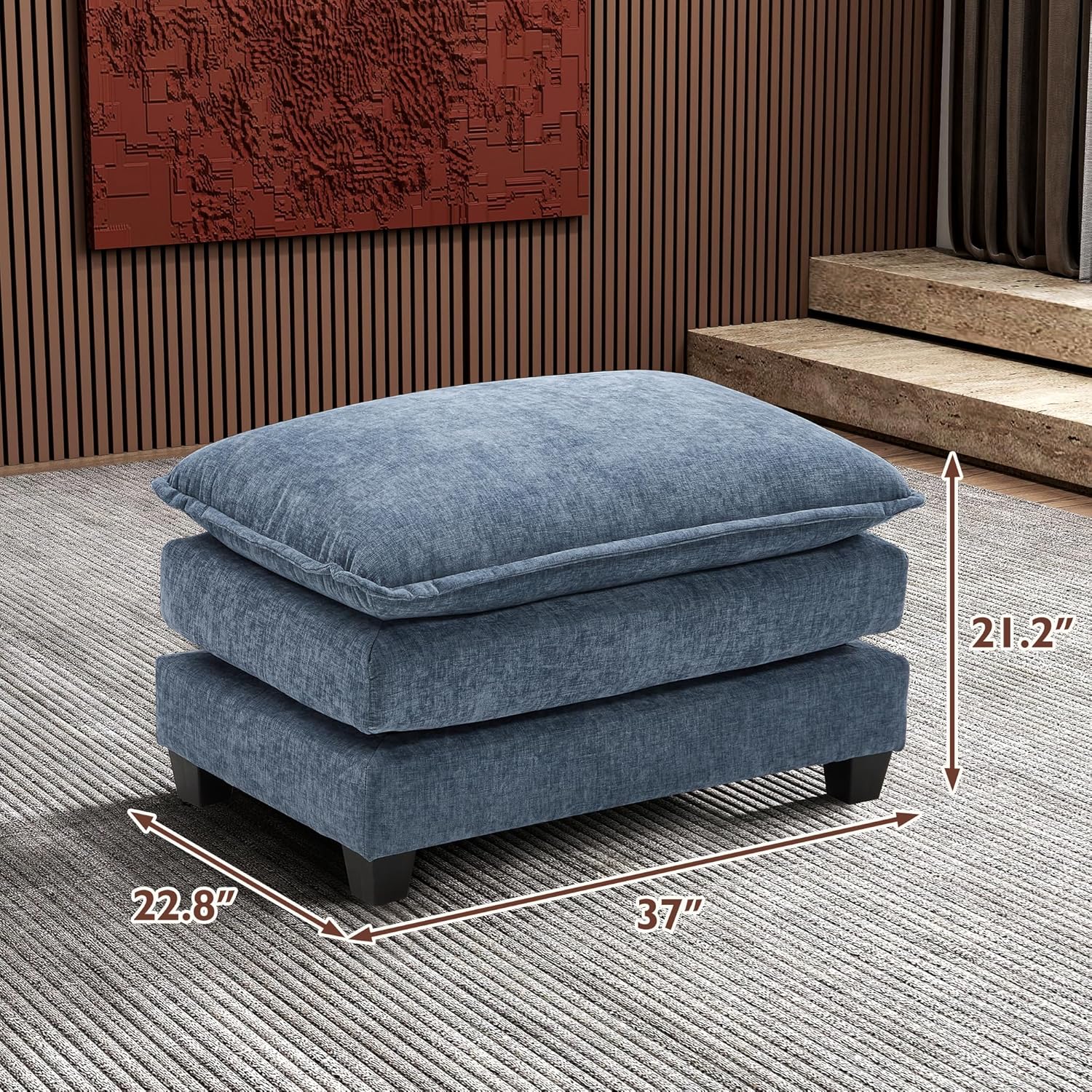 111.4 Inch L-Shaped Modern Sofa Modular Cloud Sofa Ottoman 4-Seater Chenille Deep Seat Sofa