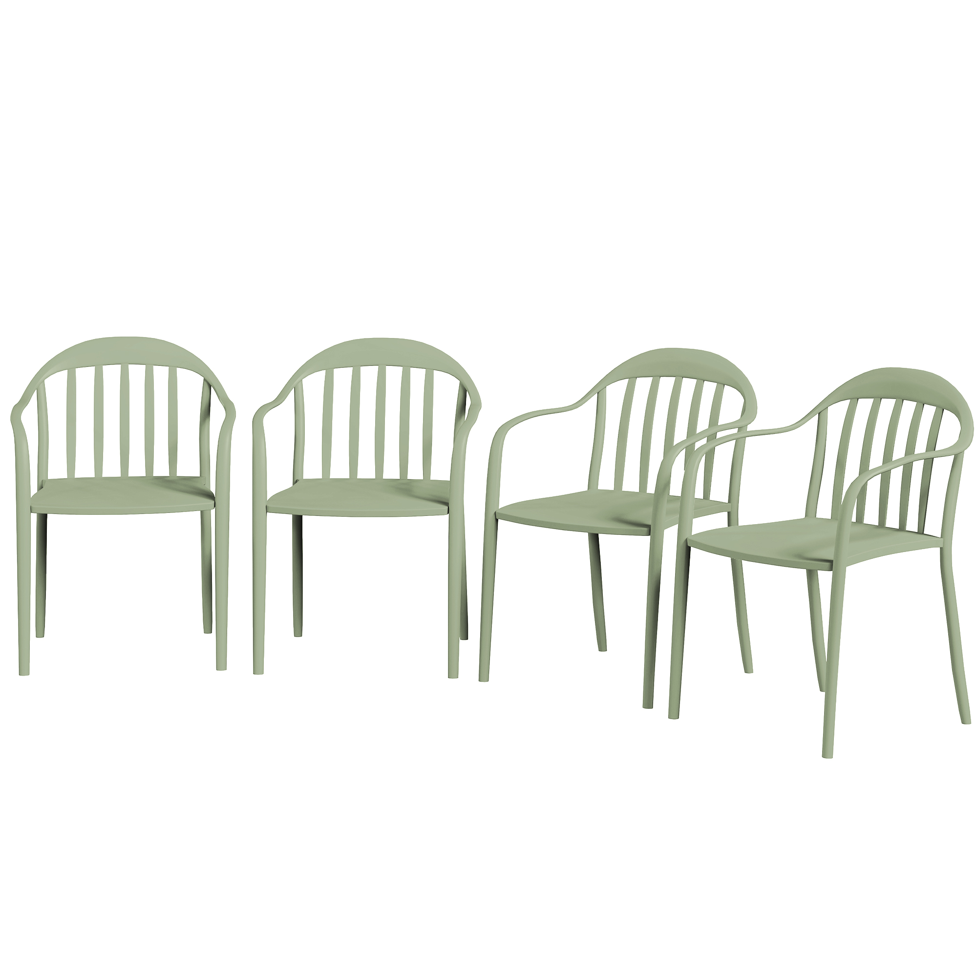 Outsunny 4-delige Set Tuinstoelen Weerbestendig met Armleuning en Rugleuning tot 120 kg Belastbaar