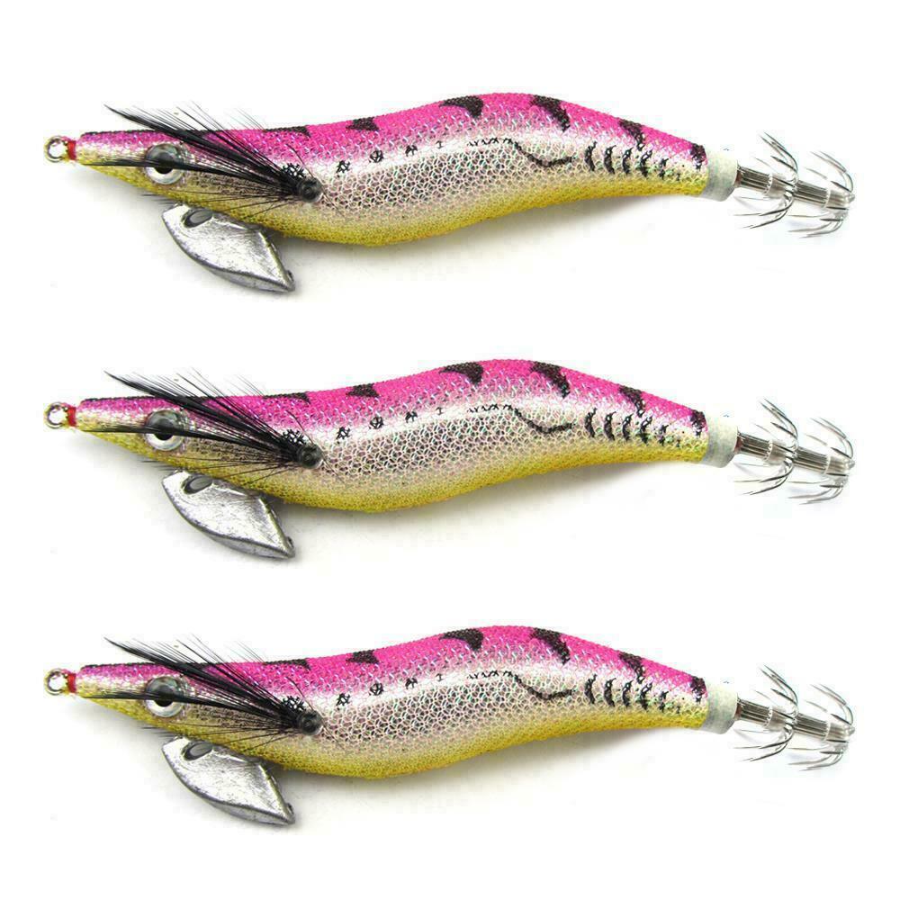 3 X High Quality Fishing Squid Jigs Popular Colour Hot Pink 126