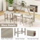 4-Piece Bar Table Set with Power Outlet and Upholstered Saddle Seat Stools