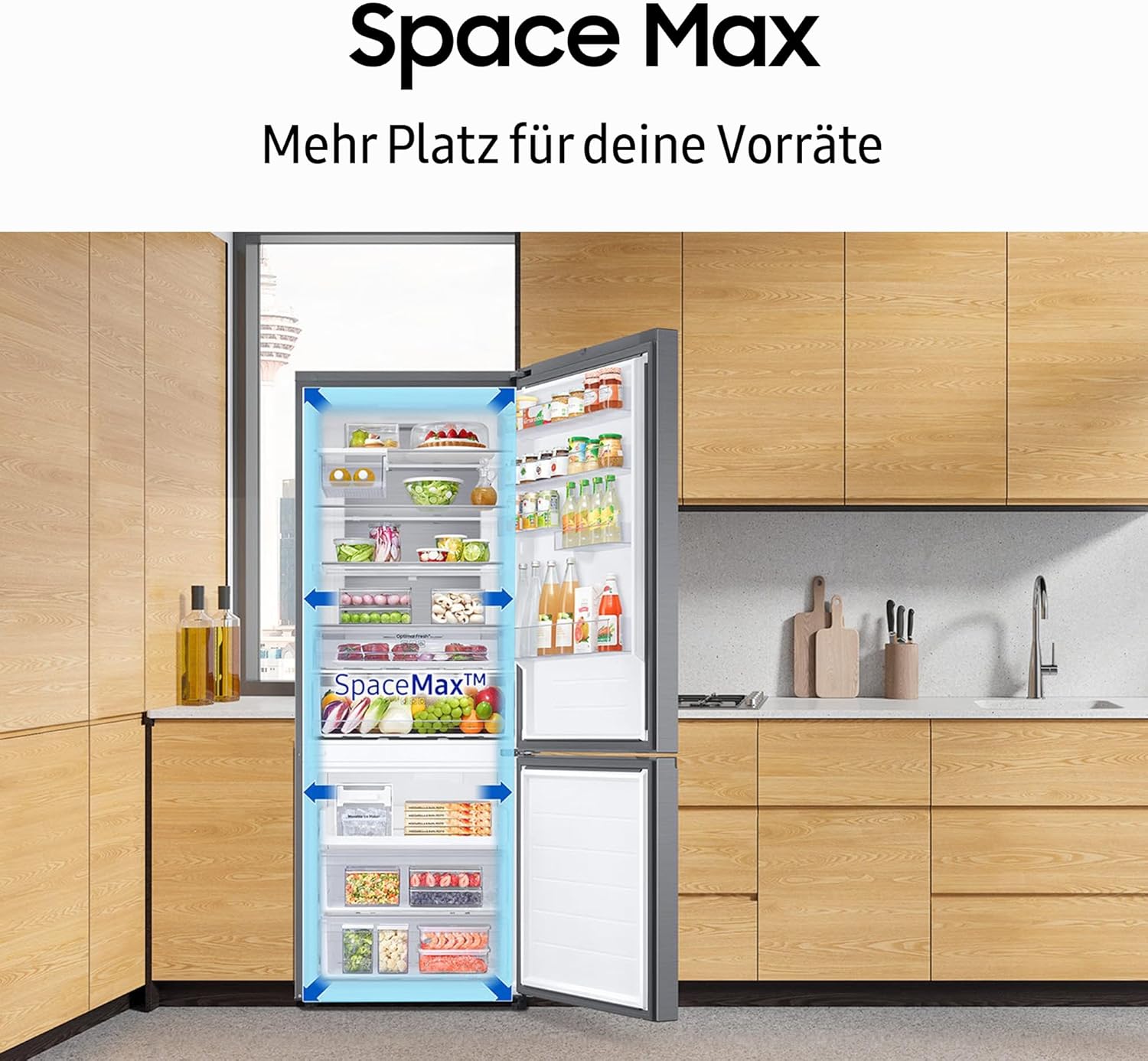 Samsung RB38C600DSA/EF Kühl-Gefrierkombination, 203 cm, 390 l, AI-Kühlschrank mit Gefrierfach, Wifi & AI Energy Mode, No Frost+, SpaceMax, Edelstahl Look
