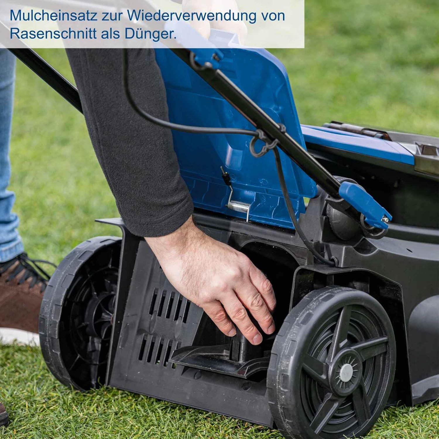Scheppach Akku Rasenmäher BC-MP380-X 38cm Schnittbreite für 450-500m2 45L Korb Schnitthöhe 25-75mm Brushless 20V-IXES-Serie 10 Jahre Garantie 2x4Ah Akku  und  Fastcharge Doppelladegerät