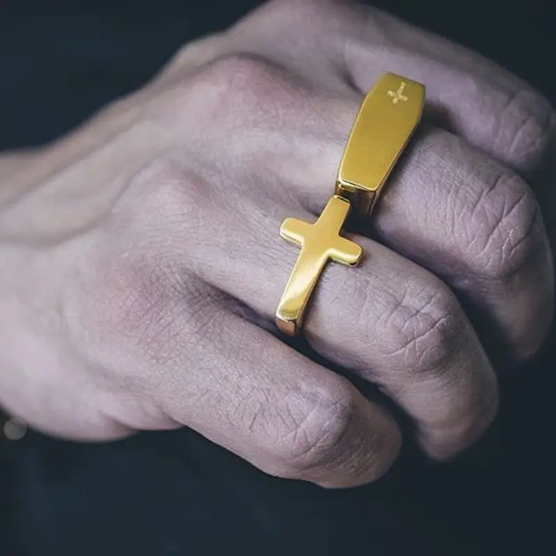 Mens Cross Ring | Hip Pop Jewelry | Ring with Cross | Gift for Him