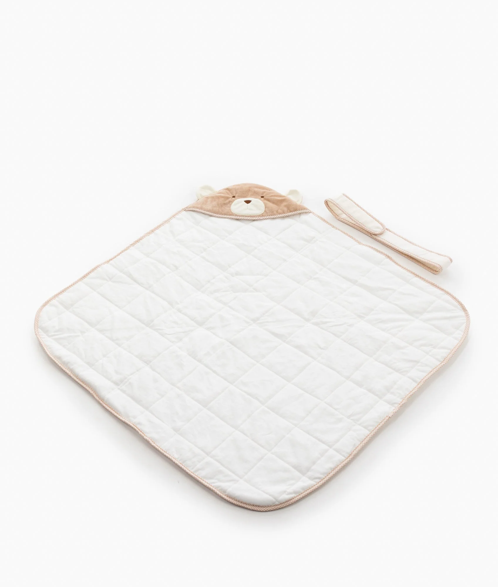 Hooded Baby Swaddle | White & Beige