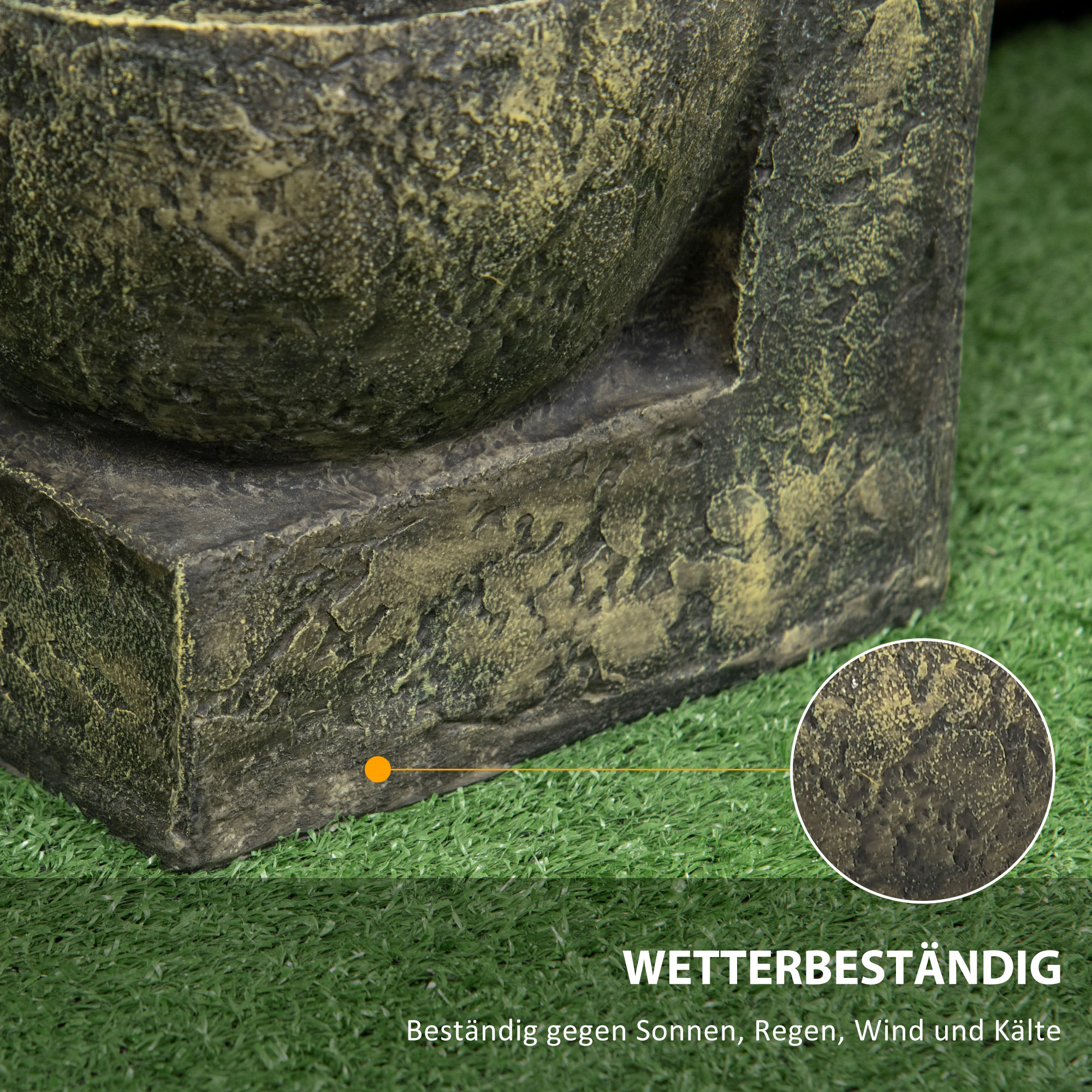 Outsunny Tuin fontein 25x24x60 cm, verstelbare stroom, 60 cm hoog, zwart