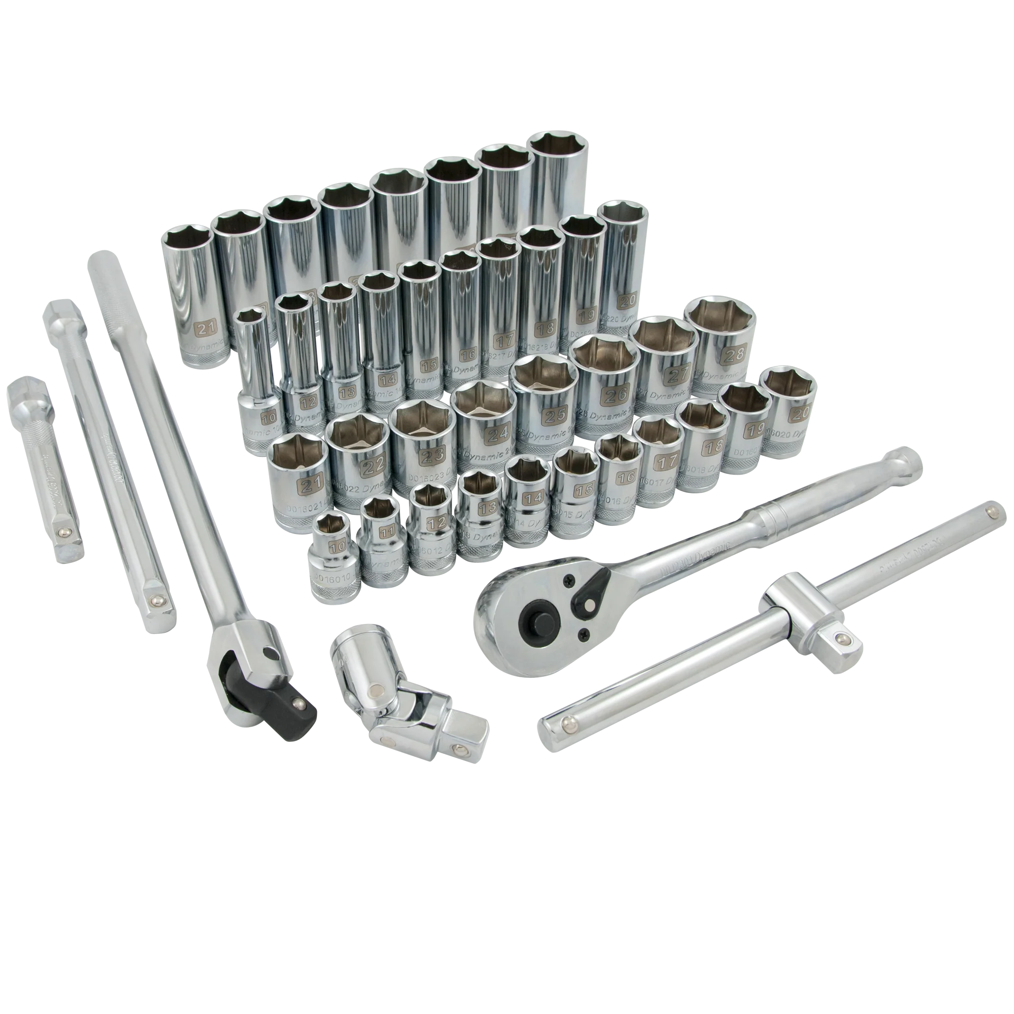 Dynamic D018013  ~  1/2 Inch Drive 43 Pc 6 Point Std/Deep Met