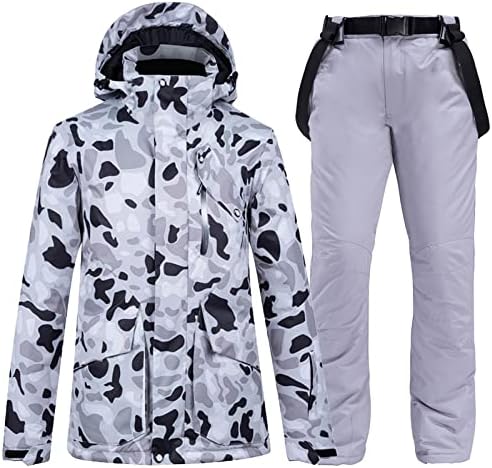 Schneeanzüge Winter Frauen Skifahren Anzüge Neue Snowboardjacke und Hosen Sportswear Sets Winterskianzug Atmungsaktives Material Outdoor-Kleidung Skianzüge (Color : J, Size : XXL)
