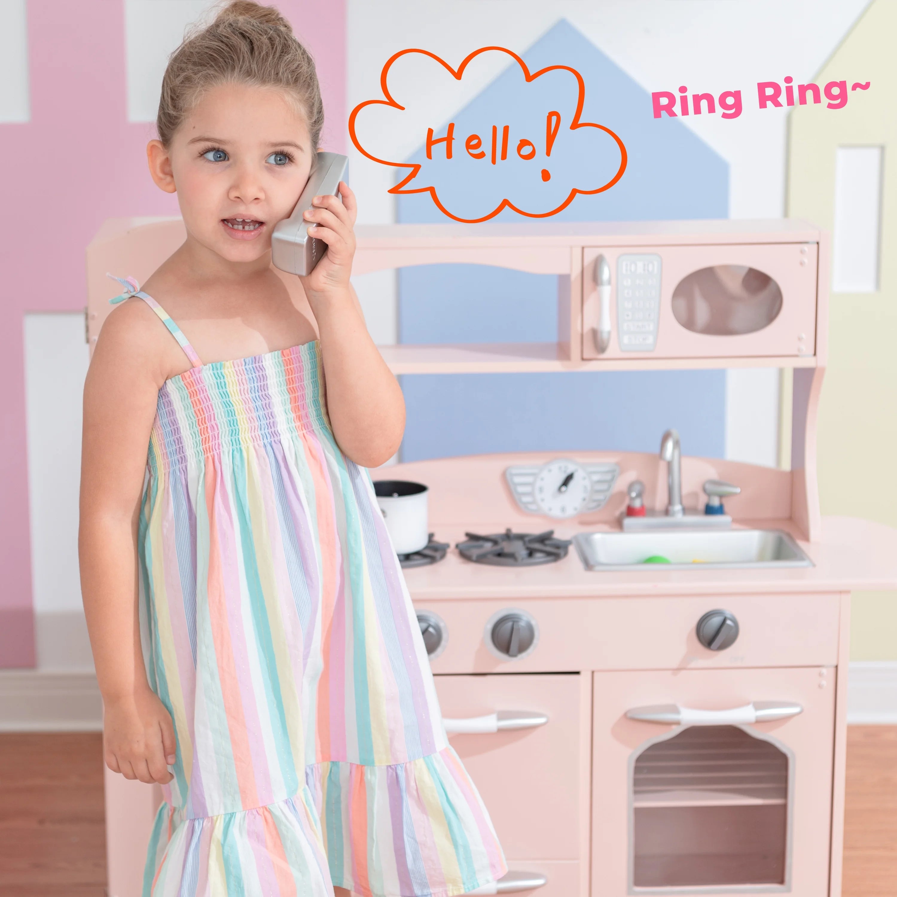 Little Chef Westchester Retro Wooden Play Kitchen Pink