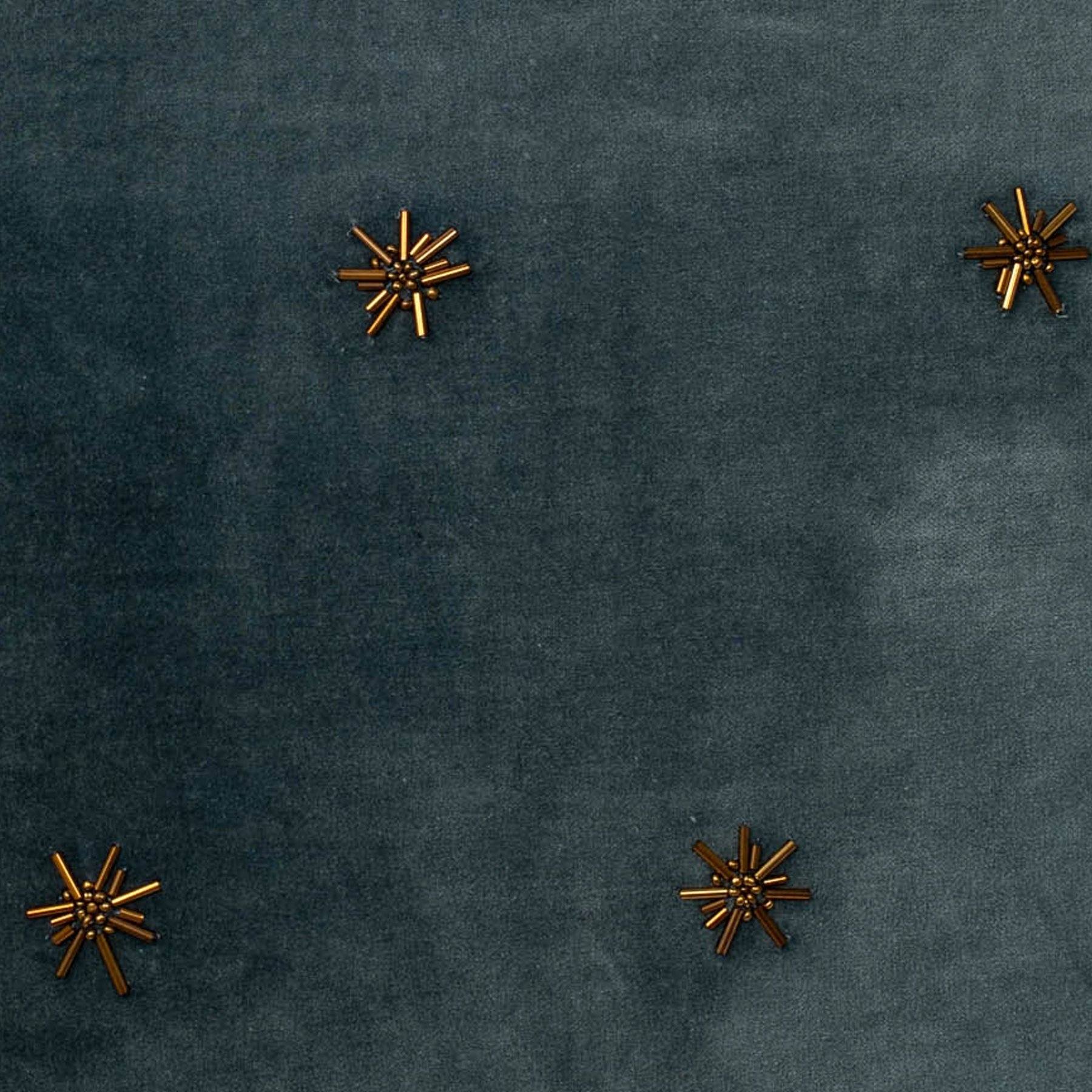 Embroidered Star Pillow, Dark Grey
