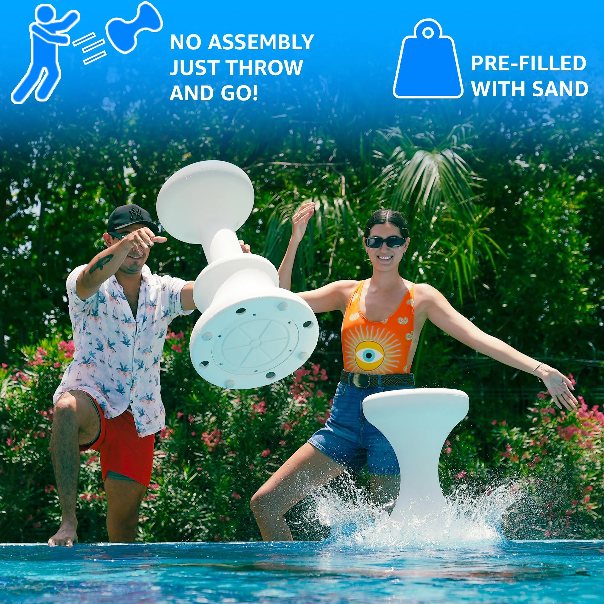 Dunn-Rite Products Made in USA Submersible Swim Up Pool Stools for Underwater Use, Bar Stool for Inside Pool and Patio Deck Seating, 24 Inch (1 Stool)