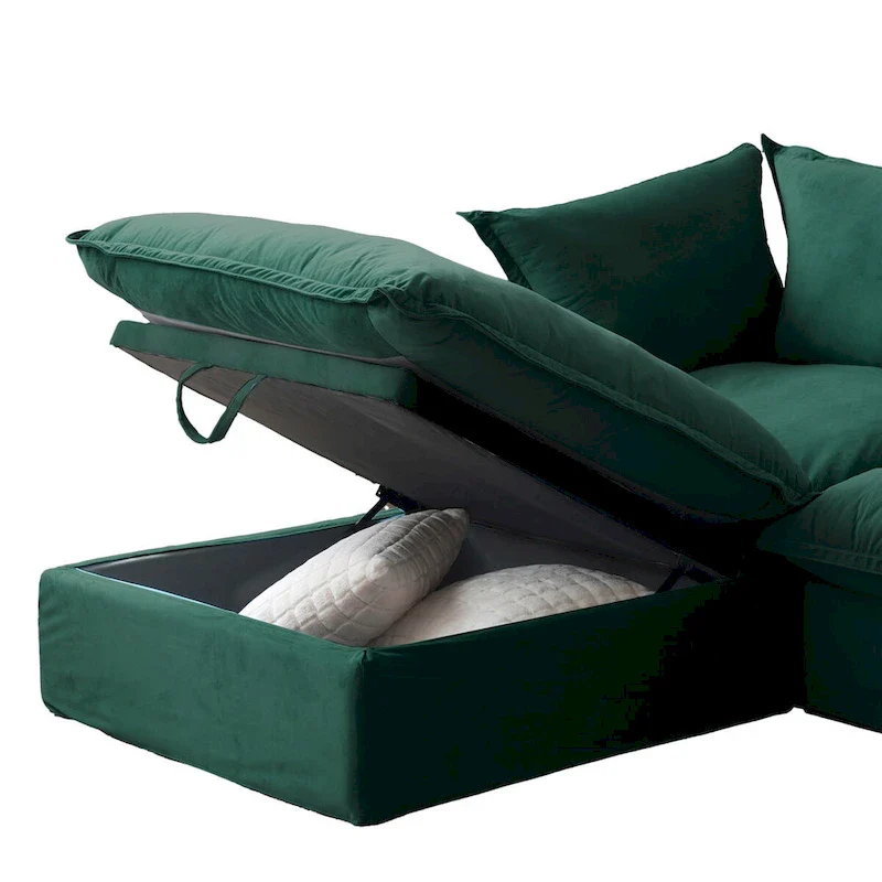 Modular Sectional Sofa Couches, 82.66 Velvet Loveseat Sofa with Ottoman