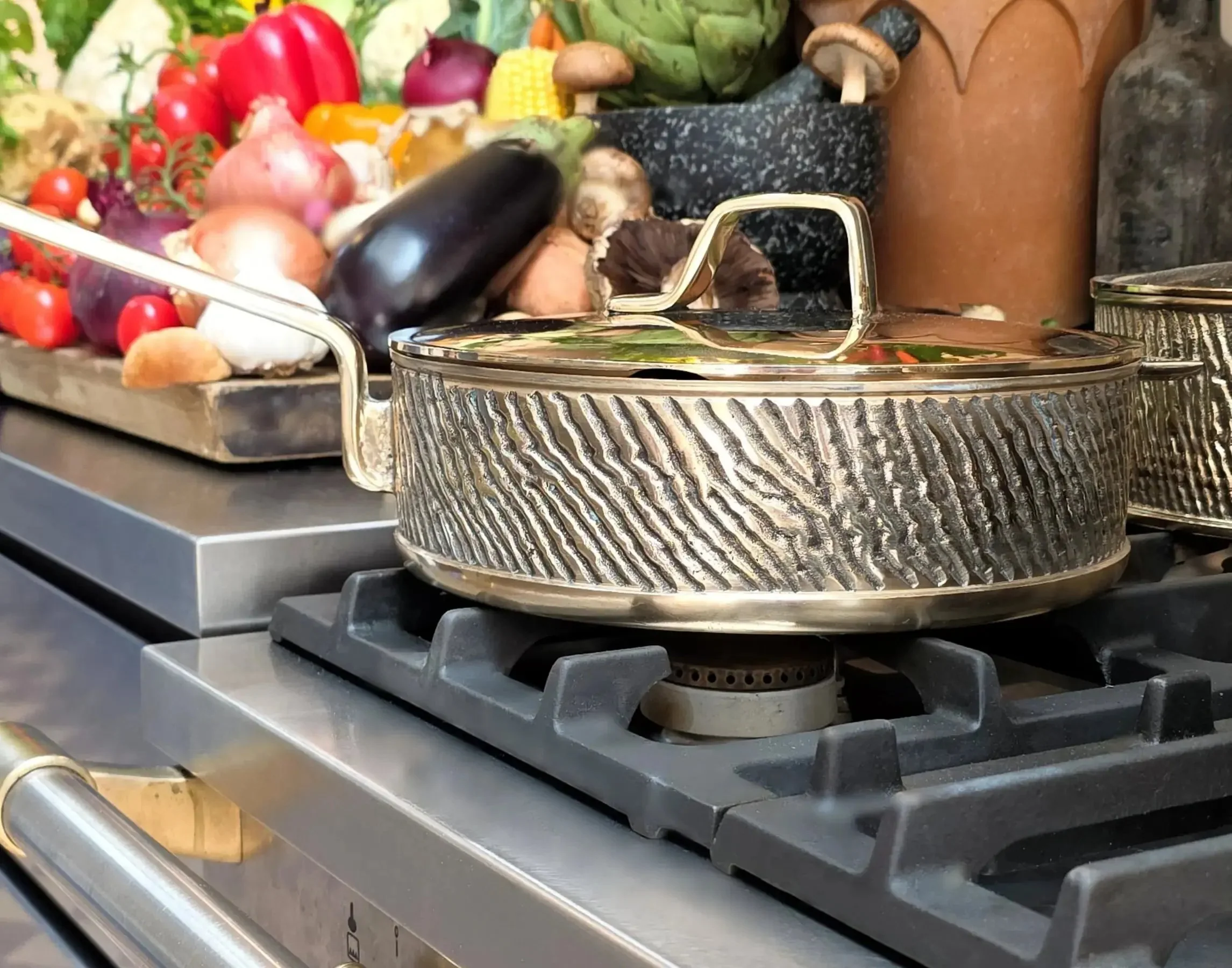 Luxury Uncoated Kansa Bronze 3-Piece Cookware Set