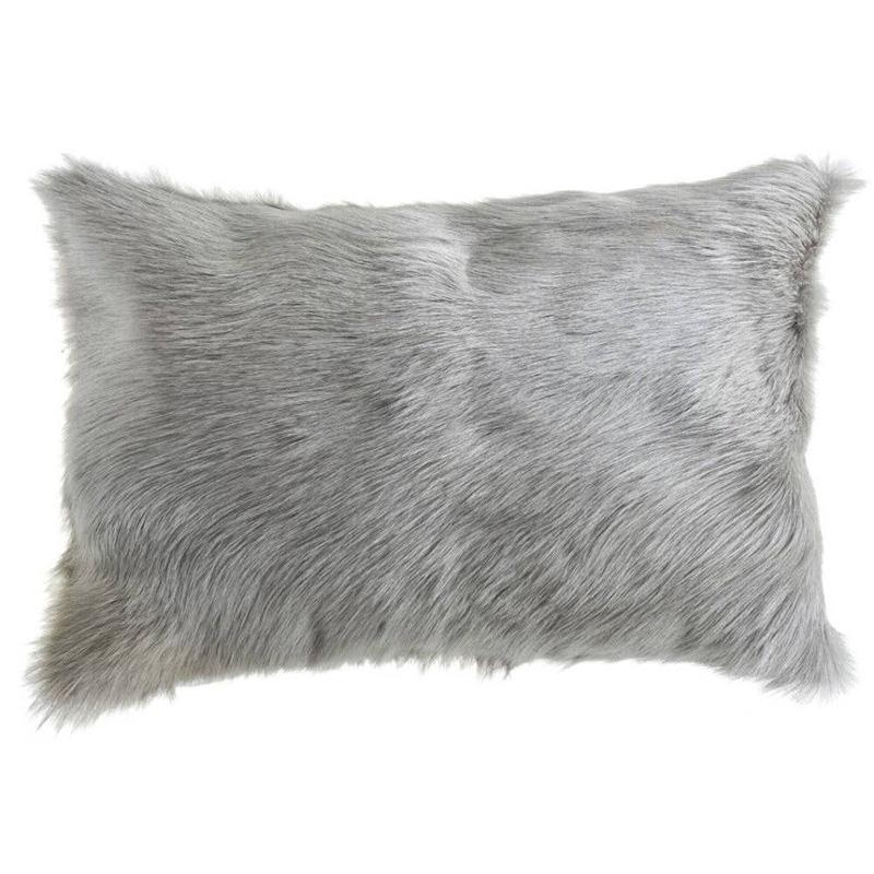 Lhasa Fur Lumbar Pillow, Grey