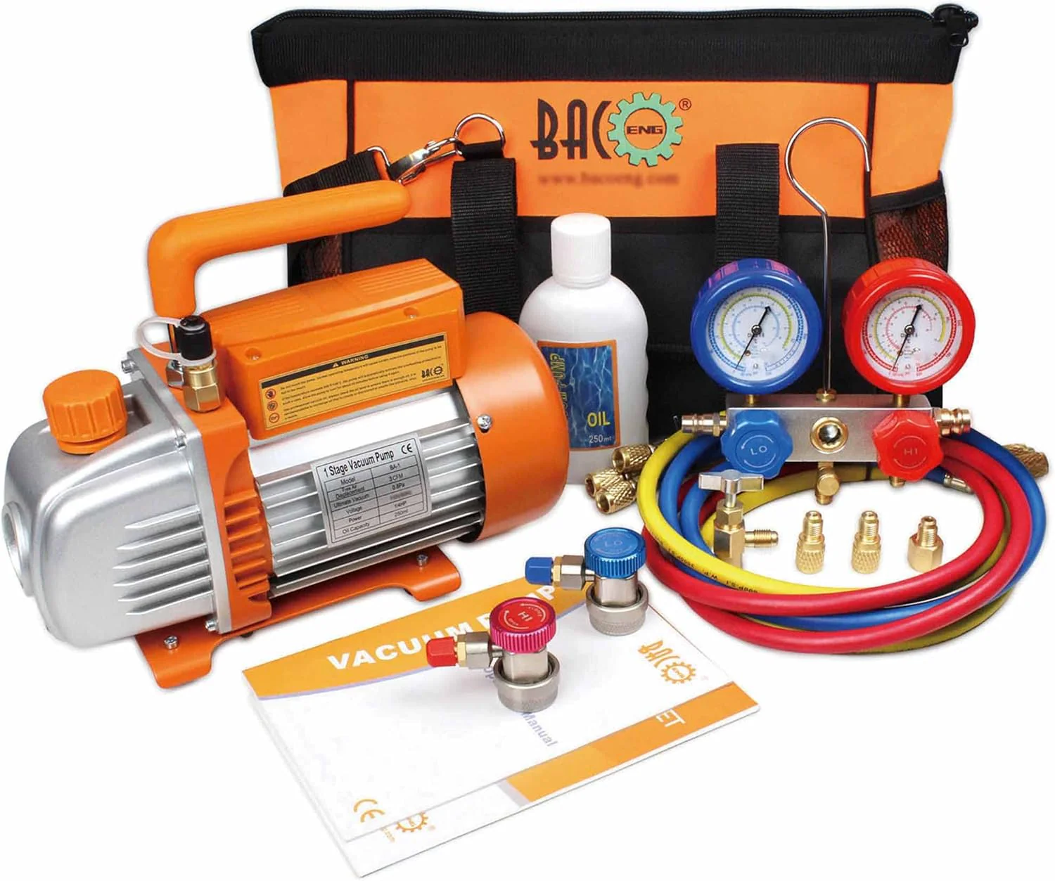 BACOENG Vacumpomp airconditioning set voor HVAC/Auto AC koudemiddel vulling, airconditioning auto vulset ideaal voor R134A R410A R407C R32