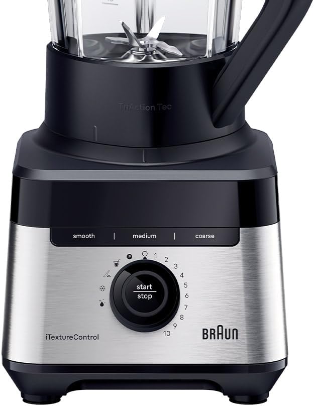Braun PowerBlend 9 JB9040 Hochleistungsmixer – Mixer mit Tritan-Krug, 18 Mixprogramme, 10 Geschwindigkeiten + Pulsfunktion, Heißsuppenfunktion, Reinigungsprogramm, Ausguss, 1600 W, Schwarz