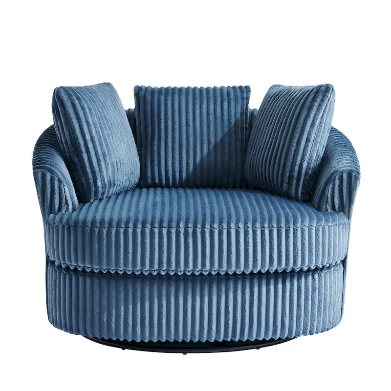 DREAMSIDEA 2 Set Recessed Arm Slipcovered Swivel Barrel Chair