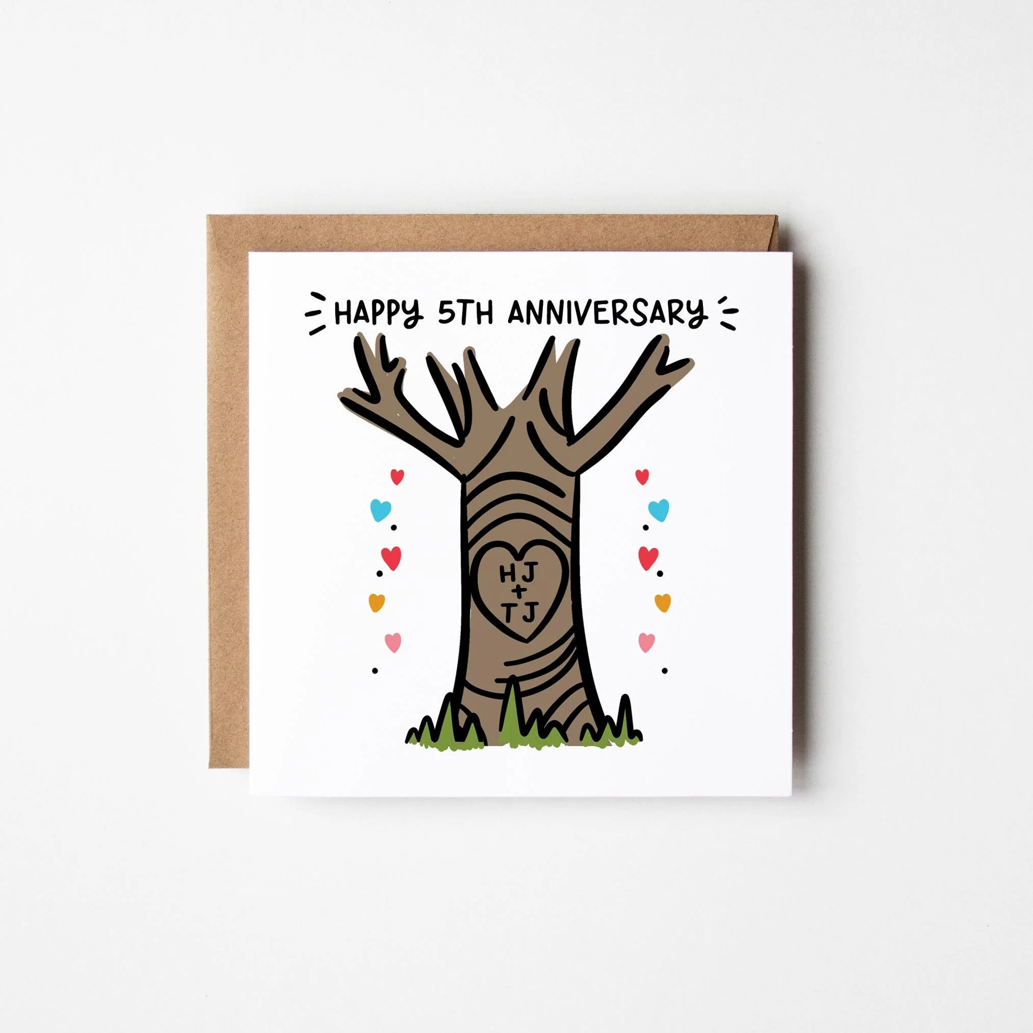 5th Anniversary Card ? Personalised Happy 5th Anniversary Card ? 5th Anniversary Card For Them ? Wood Anniversary