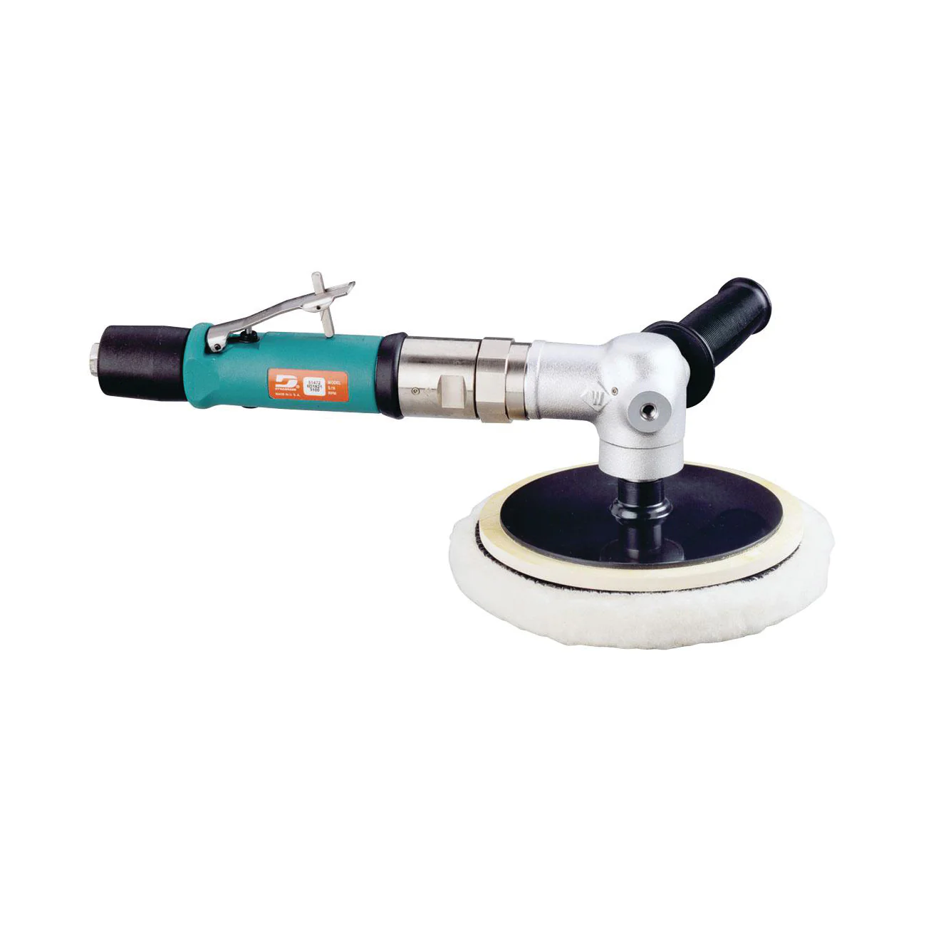 Dynabrade 51472  ~  6 Inch - 8 Inch Diameter Right Angle Two-Hand Rotary Buffer .7 Hp 0-3100 Rpm Rear Exhaust 5/8 11 Inch Spindle Thread