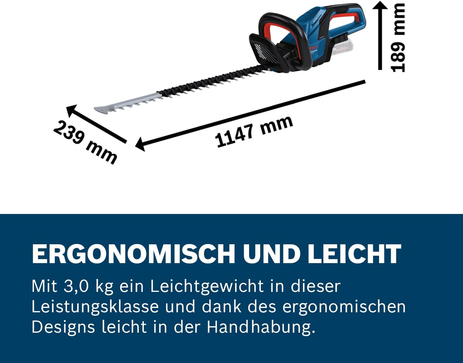 Bosch Professional 18V System Akku-Heckenschere GHE 18V-60 (bürstenloser Motor, Schnittkapazität von 20 mm)
