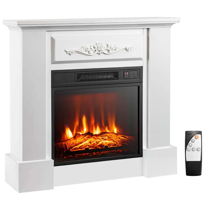 32Quot Solid Electric Fireplace With Mantel 1400W Freestanding Mantel Fireplace Heater With Remote Control Thermostat 6H Timer