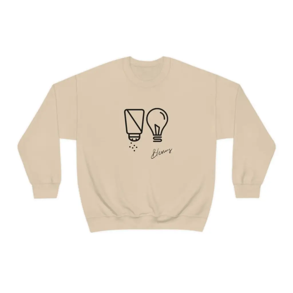 Salt and Light Christian Crewneck Sweatshirt | Gift to show Faith | Gift for Her for Him | Essential for Church and Worship